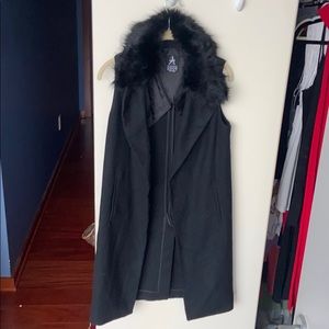 Black fur trimmed vest